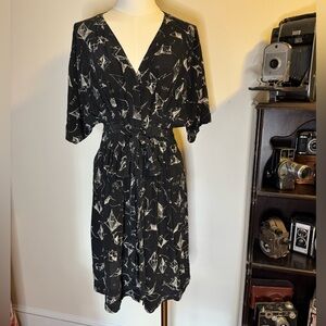 Silk Anthropologie origami print dress